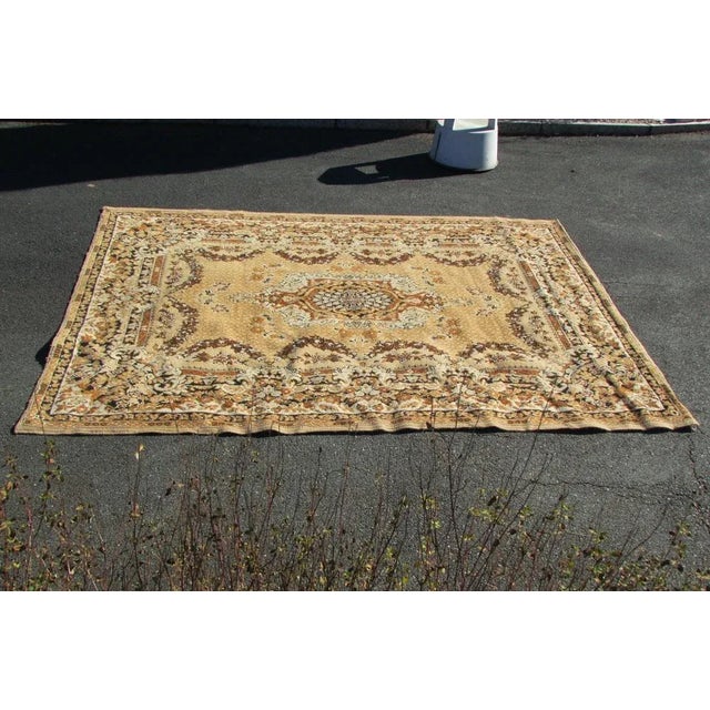 1970s Vintage Beige Rug in Wool & Cotton, 1970s For Sale - Image 5 of 9