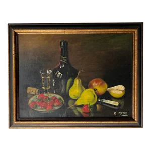 70's Ethel Moyer England Still Life Oil Painting, Framed
