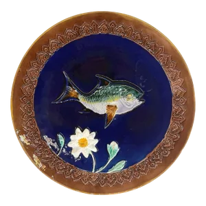 A Joseph Holdcroft Majolica Cobalt Blue-Glazed Fish Plate, English, Ca. 1880