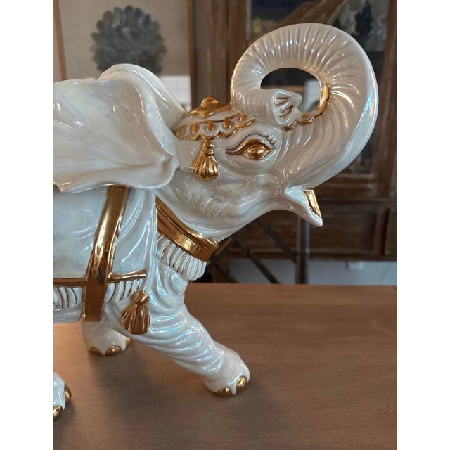 Chinoiserie Vintage Royal Elephant & Baby Statues For Sale - Image 3 of 7