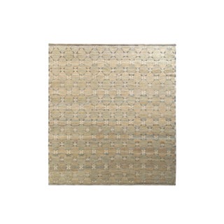 Rug & Kilim’s Scandinavian Style Rug in Green and Beige Brown Trellis Pattern For Sale