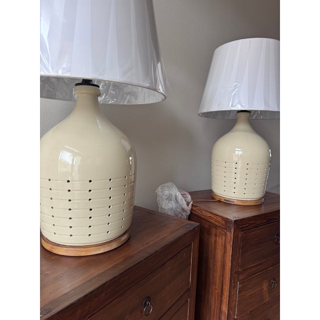 Coastal Pair of Ralph Lauren Halifax Small Table Lamps - Coconut Finish (New in Box) For Sale - Image 3 of 8