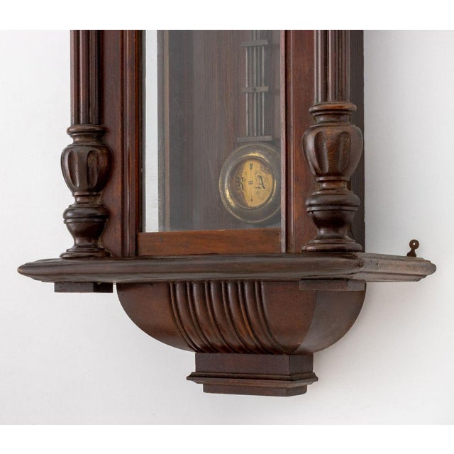 Brown Vienna Mahogany Regulator Wall Clock, Ca. 1900 For Sale - Image 8 of 9