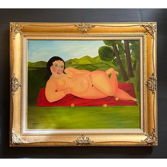 1990s 1990’s Oil Painting, Reclining Nude For Sale - Image 5 of 5