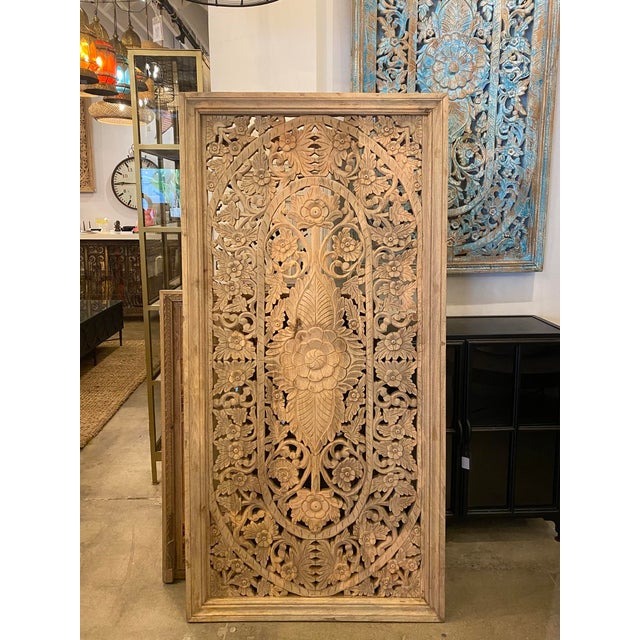 Vintage Floral Carved Wood Panel Wall Decor For Sale - Image 9 of 9