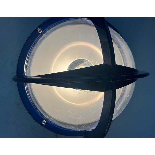 Mid-Century Modern Danish Pirate Blue Metal Outdoor Wall Lamp by Eva and Nils Koppel, Gert Edstrand for Nordisk Solar, 1960s For Sale - Image 5 of 18