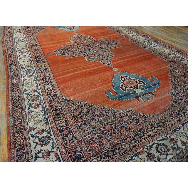 Textile 1880s Red Open Field Medallion W. Persian Bijar Rug 11'3" X 18' Handknotted Wool Carpet For Sale - Image 7 of 14