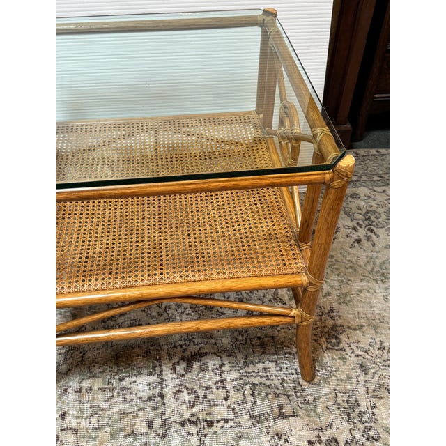 Wood McGuire Furniture Rattan Target Design Side Tables, Pair For Sale - Image 7 of 12