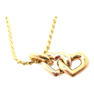 Cartier 18k Yellow White Gold Double Heart Pendant S Chain Necklace