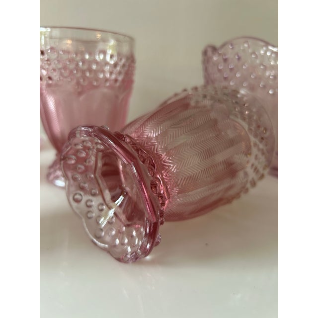 Glass Vintage Pink Hobnail Depression Glass Party Set- 8 Pieces For Sale - Image 7 of 9