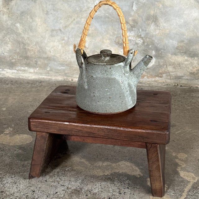 Brown Small Side Stool in Upcycled Organic Chocolate Brown Teak, 1990s For Sale - Image 8 of 10