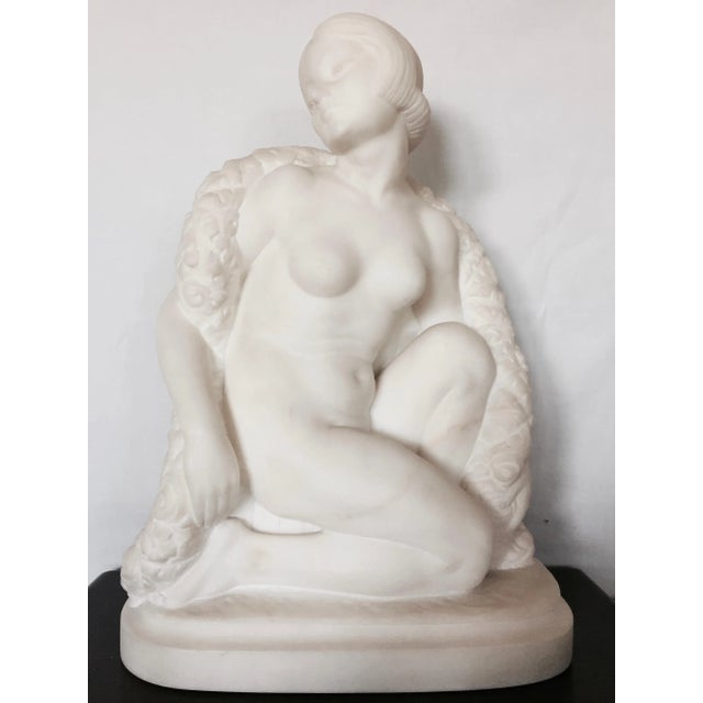 Art Deco Early 20th Century Italian Carrara Marble Sculpture, G. Pugi's Art Deco Beauty For Sale - Image 3 of 11