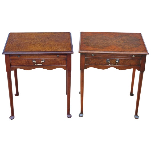 Mid-Century Burr Walnut Bedside Tables from the Savoy Hotel, London, 1950s, Set of 2 For Sale - Image 3 of 13
