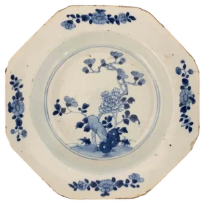 Chinese Porcelain Soup Plate Blue and White from the Blue Family, 1750