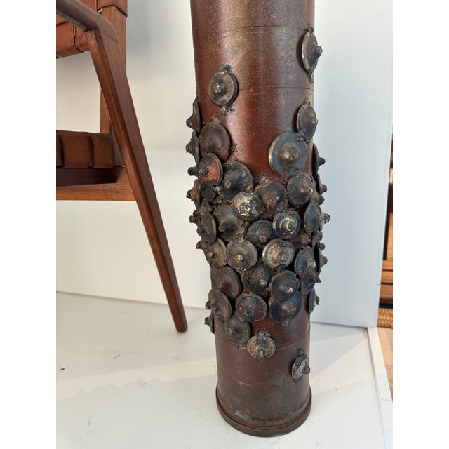 Vintage Metal Sculptural Vase For Sale - Image 4 of 11