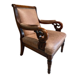Empire Revival Leather and Mahogany Library Armchair For Sale