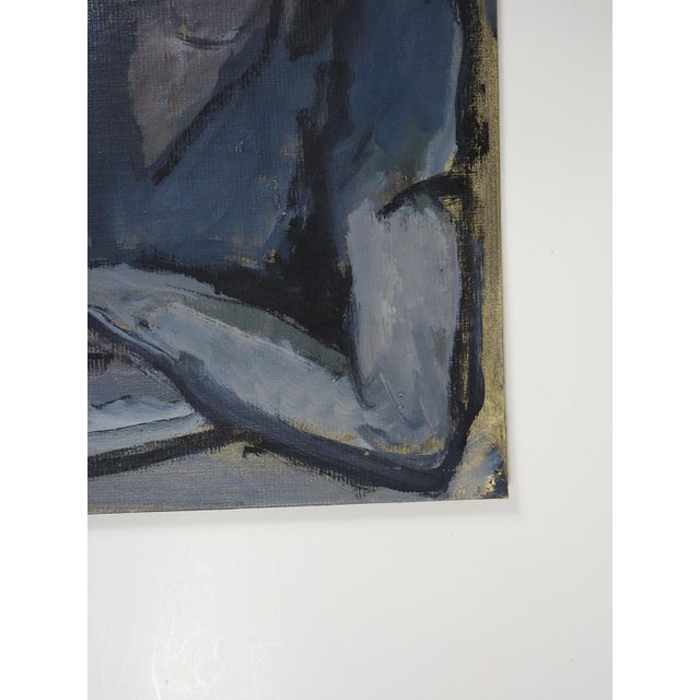Textile Mid 20th Century Woman in Gray Painting For Sale - Image 7 of 9