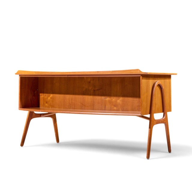 Svend Madsen Mid Century Danish Teak Curved Desk For Sale - Image 9 of 11