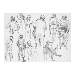 1940s Henry Gasser Figure Study Drawing