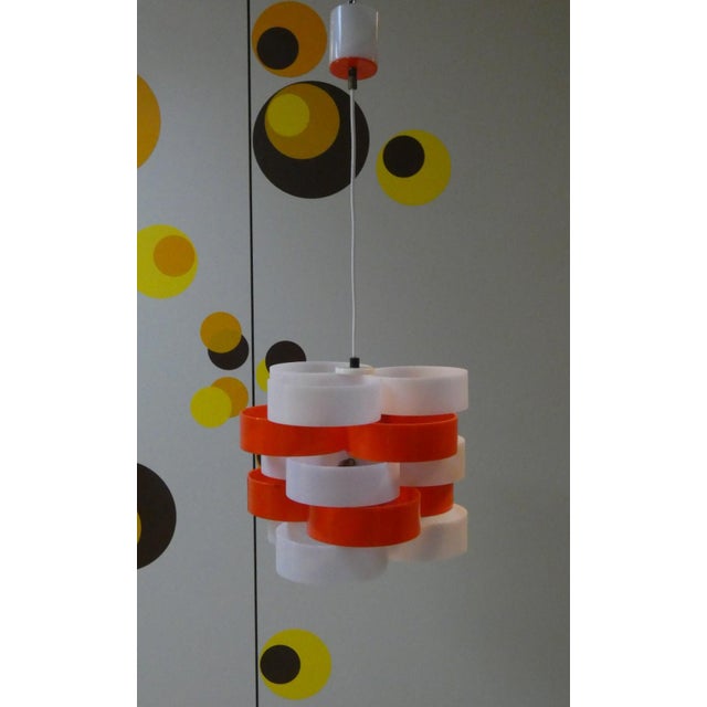 Orange and White Acrylic Glass Pendant Lamp from Stilux Milano, 1960s For Sale - Image 11 of 11