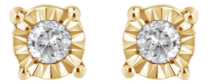 10K Yellow Gold Plated .925 Sterling Silver 1/10 Cttw Round Brilliant-Cut Diamond Miracle-Set Stud Earrings, A Pair