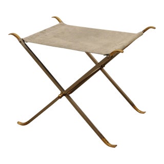 Maison Jansen Style X-Base Brass Folding Bench or Stool For Sale