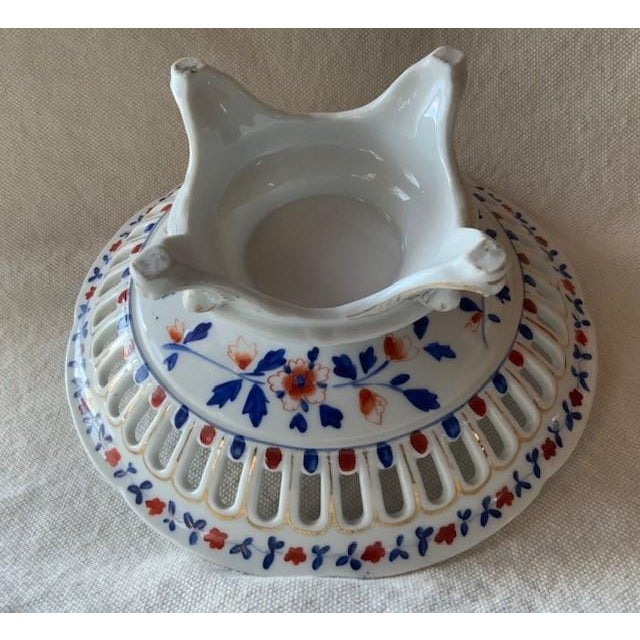 Mid 19th Century French Imari-Style Reticulated Porcelain Chestnut Basket, Mid-19th Century For Sale - Image 5 of 15