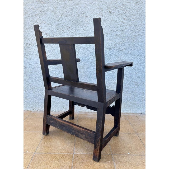 Set of 19th Century Spanish Colonial Carved Altar Armchairs with Wooden Seats For Sale - Image 18 of 18