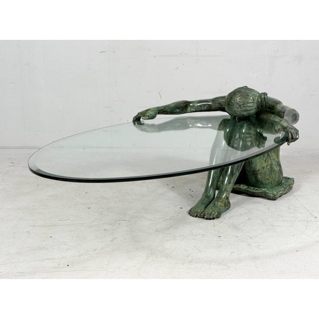 Sculptural Coffee Table with Female Nude Sculpture in Bronze, France, 1980s For Sale - Image 14 of 18