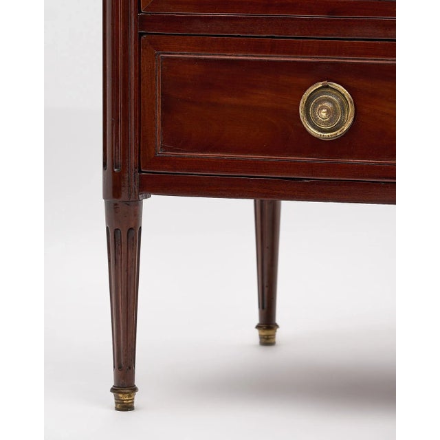 Louis XVI Mahogany Chest, Antique French, Gray Marble, Circa 1820 For Sale - Image 9 of 10