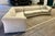Unique shape statement piece large vintage mid century era 3 piece sectional sofa. It has a recessed chrome paneled base....