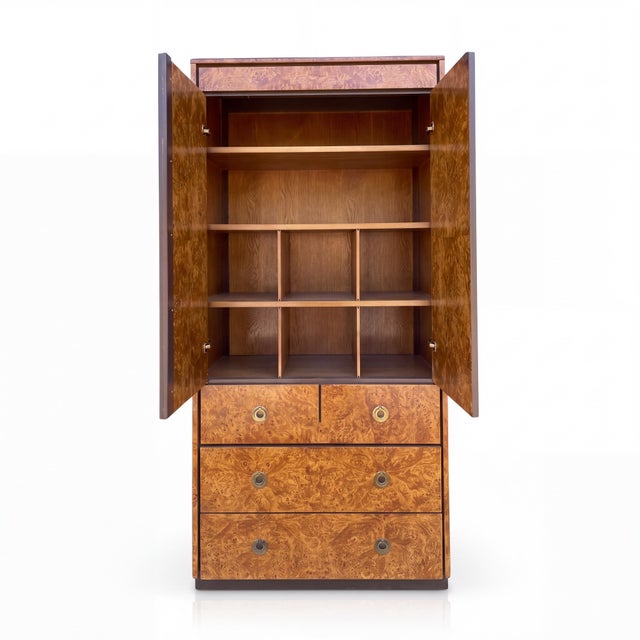1970s 1970s Modern Burl Wood Gentleman’s Armoire Cabinet by John Stuart For Sale - Image 5 of 6