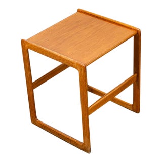 1960s Mid Century Danish Modern Side Table End Square Restored Oak Wood For Sale