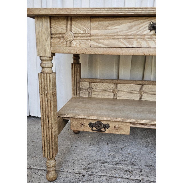 Vintage Library Table, Library Desk, Farm House, White, Bleached Oak For Sale - Image 10 of 13