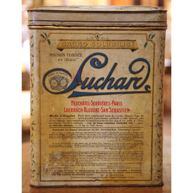 Early 20th Century Suchard Lithographed Tin Cacao Advertising Box For Sale - Image 11 of 13