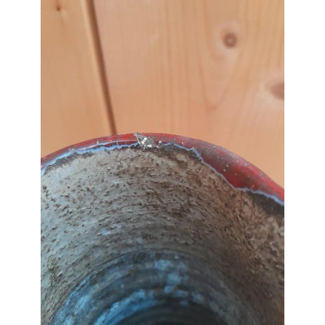 Black Brutalist Red Vase in Chamotte Clay by Karl Heinz Löffler, 1960s For Sale - Image 8 of 12