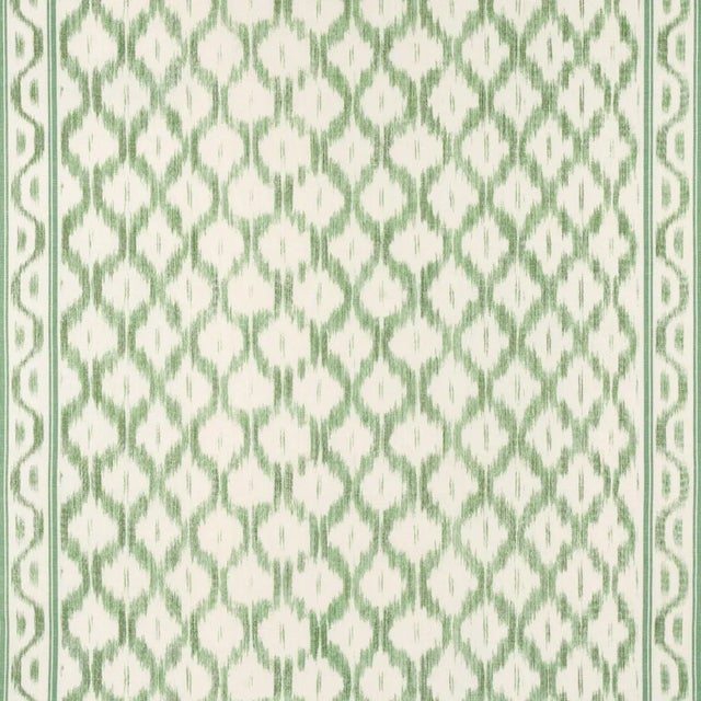 Sample - Schumacher x Mark D. Sikes Santa Monica Ikat Fabric in Leaf Green For Sale