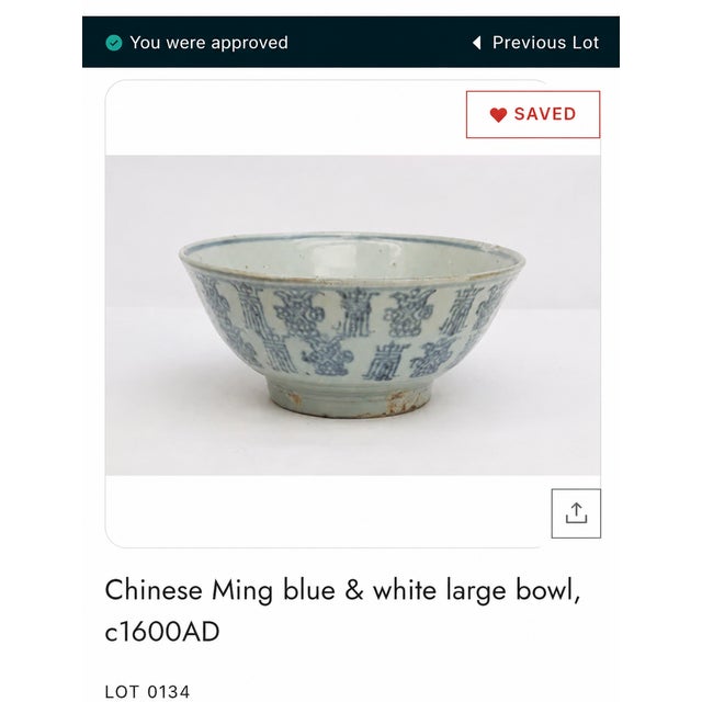 Large Antique Chinese Ming Dynasty Blue & White Porcelain Bowl For Sale - Image 10 of 10