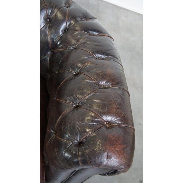 Dark Brown 3-Seater Cowhide Chesterfield Sofa For Sale - Image 9 of 15