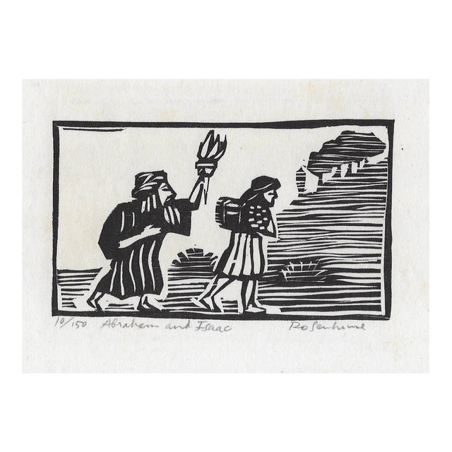 1966 Irwin Rosenhouse Abraham and Isaac Woodblock | Chairish
