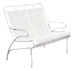 Vintage Russell Woodard Style Sculptura Mid Century Modern Iron Patio Settee Bench