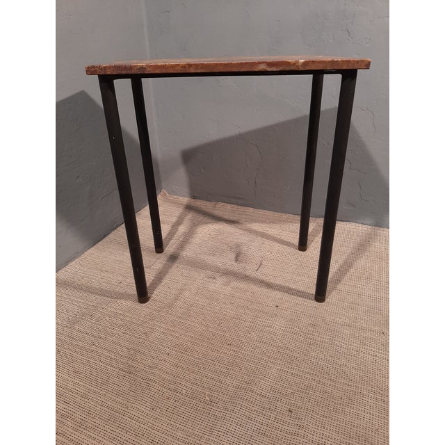 Mid-Century Modern Gueridon in Black Lacquered Iron and Red Marble Top Brass, 1950s For Sale - Image 3 of 6