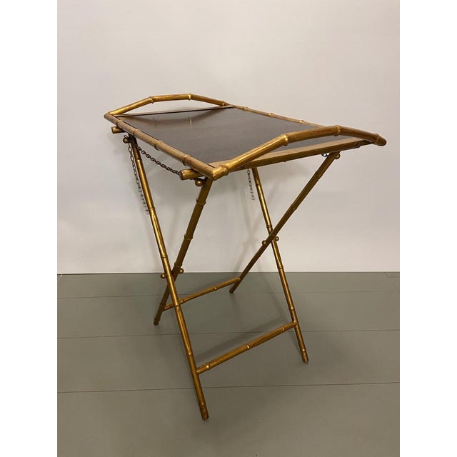 Faux Bamboo Side Table with Tray, Italy, 1970s, Set of 2 For Sale - Image 4 of 10