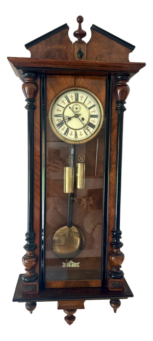 Antique Victorian Walnut Double Weight Wall Clock, 1860