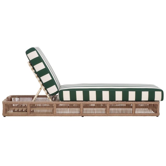 Gillian Chaise Lounge, Heather Tan/Hunter Green Stripe For Sale - Image 11 of 12