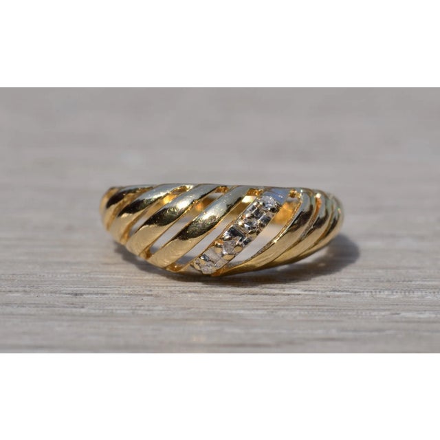 Contemporary The Henderson: Yellow Gold Waved Cocktail Ring with Diamonds For Sale - Image 3 of 10