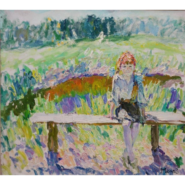 Little girl,red, green,garden ,spring ,georgij moroz (dneprodzerzinsk, ucraina, 1937 - st. Petersburg, 2015) 1937: he was...