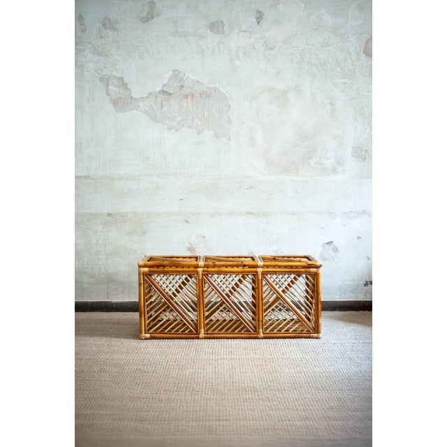 Bamboo Storage Bench with Geometric Cane Patterns For Sale - Image 12 of 12