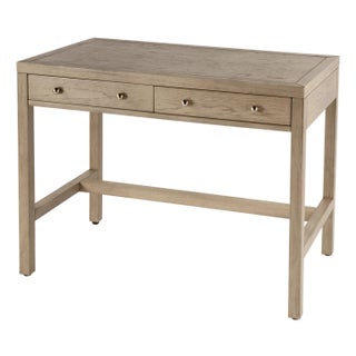 Nora 40 in. W Rectangular Wood 2 Drawer Writing Desk, Light Oak For Sale