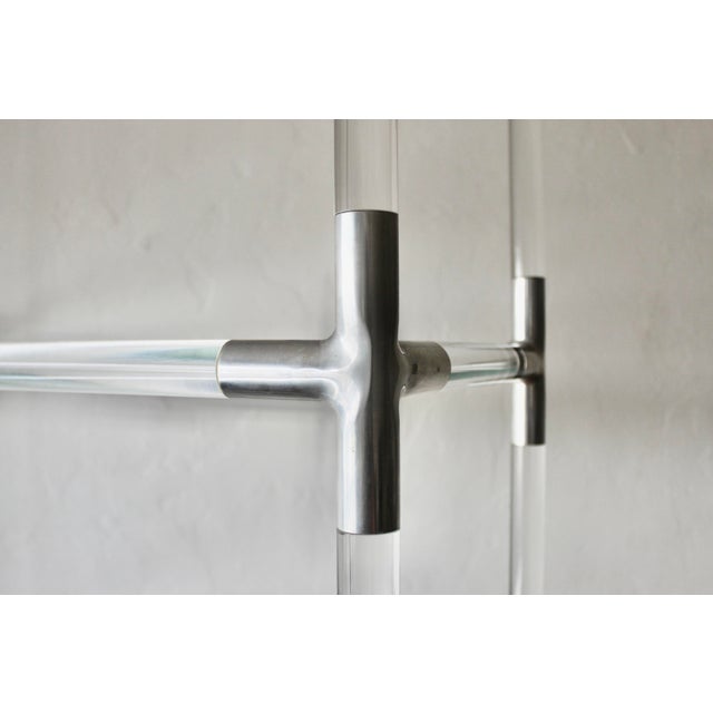 Metal 1970s Charles Hollis Jones Style Lucite Aluminum Sculptural Étagère Shelving Room Divider For Sale - Image 7 of 18